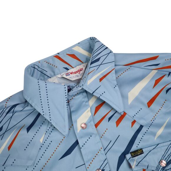 Vintage Wrangler MCM Design Polyester Pearl Snap Shirt - Picture 5 of 8